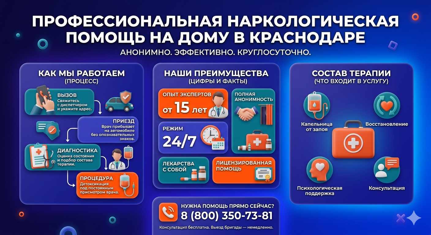 Инфографика о принципах лечения алкоголизма на дому в Улетах: этапы вызова нарколога, преимущества анонимной детоксикации и состав медицинской помощи.